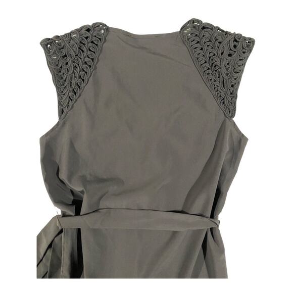 NEW Ark & Co. Crochet Trim Charcoal Gray Mini Dress Medium Lightweight Twee - Picture 5 of 9